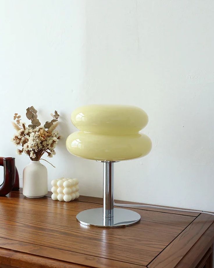 Macaron Glass Table Lamp – Trichromatic Dimming Night Light & Bedside Decor