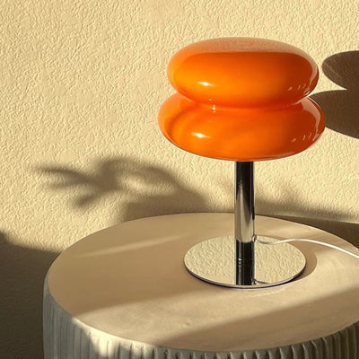 Macaron Glass Table Lamp – Trichromatic Dimming Night Light & Bedside Decor