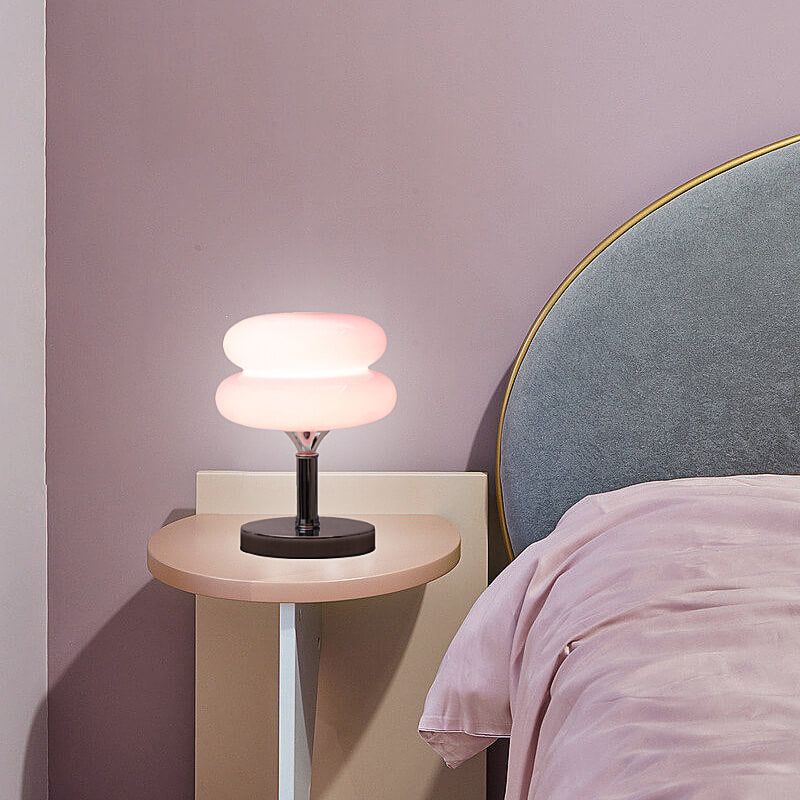 Macaron Glass Table Lamp – Trichromatic Dimming Night Light & Bedside Decor