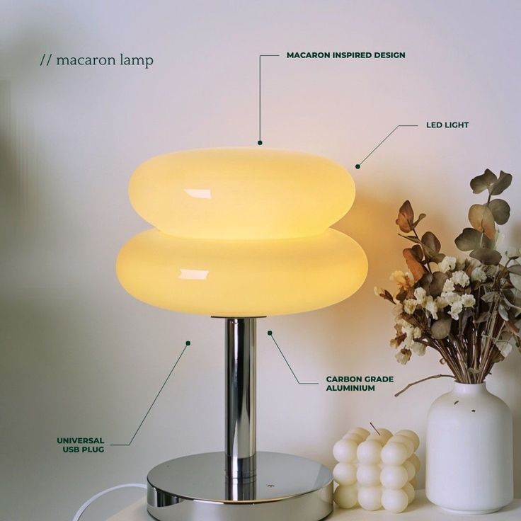 Macaron Glass Table Lamp – Trichromatic Dimming Night Light & Bedside Decor