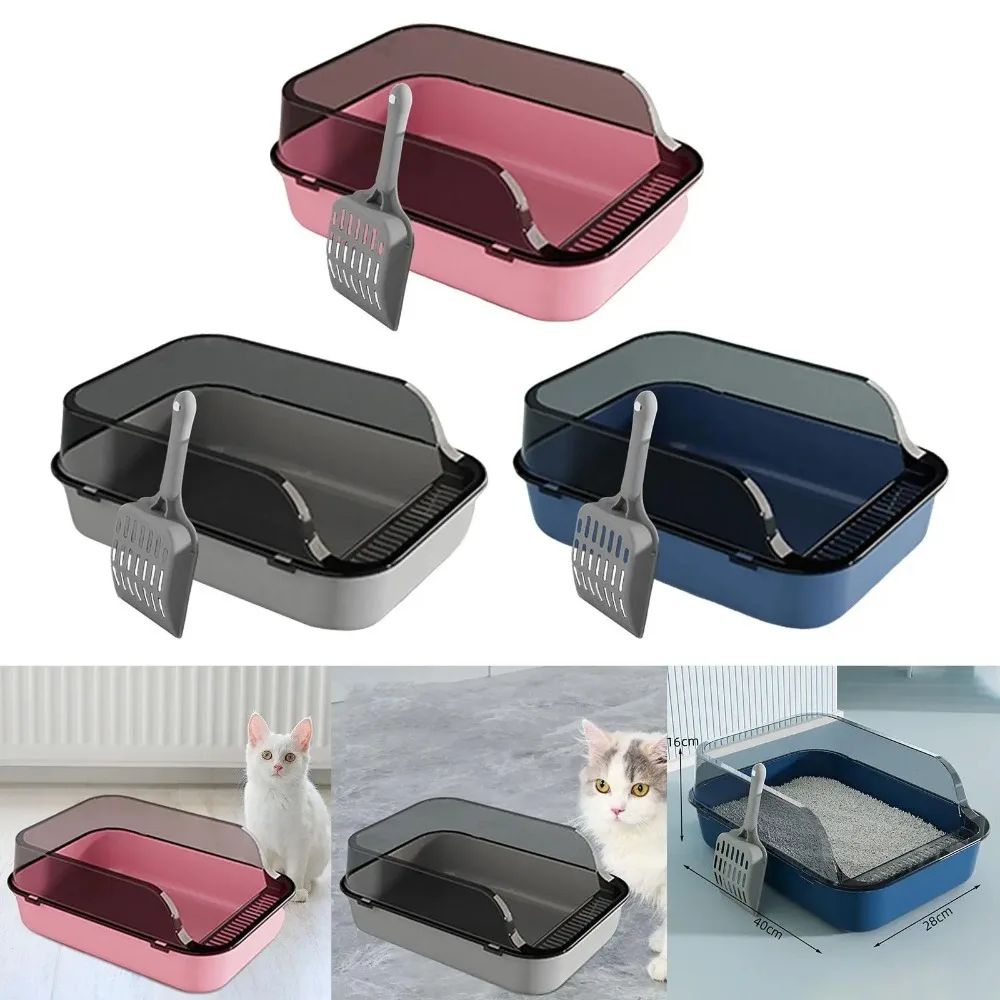 Kitty Sandbox Semi Enclosed Cat Litter Box - Splash proof Cat Tray