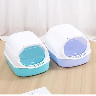 Kitty Sandbox Semi Enclosed Cat Litter Box - Splash proof Cat Tray