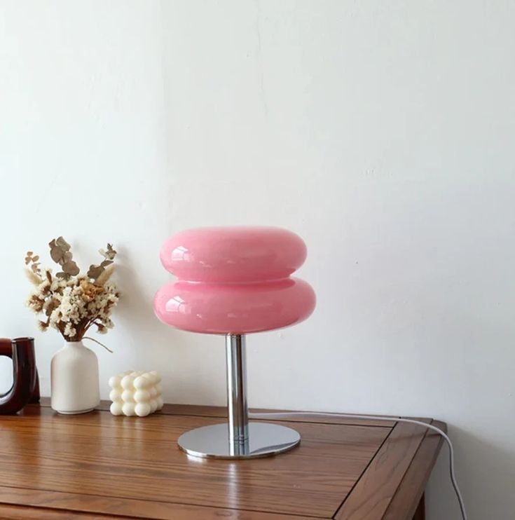 Macaron Glass Table Lamp – Trichromatic Dimming Night Light & Bedside Decor