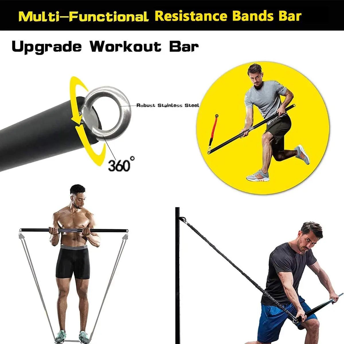 Workout Bar & Resistance Bands Set – Pilates, Yoga, Strength Training Expander