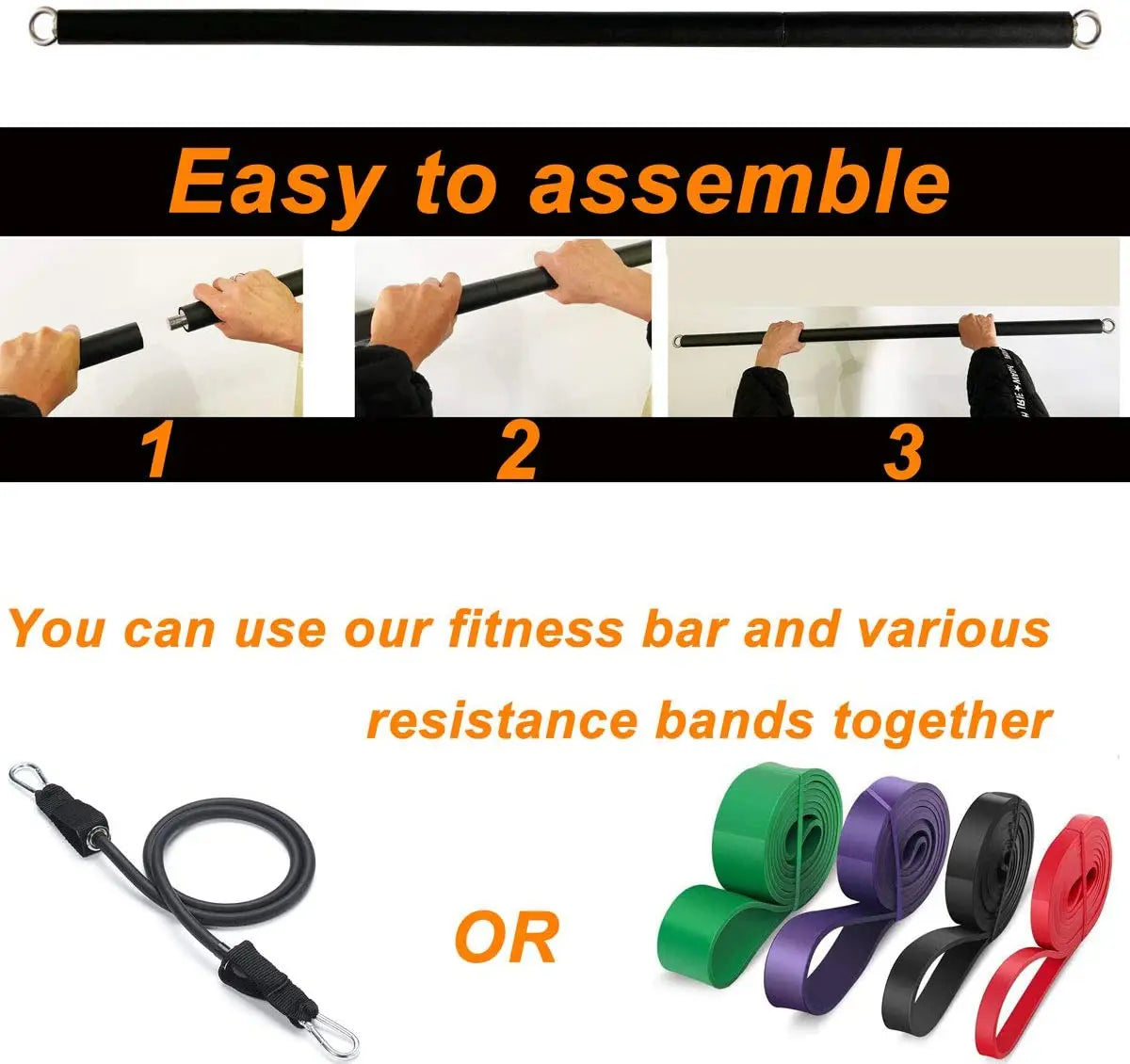 Workout Bar & Resistance Bands Set – Pilates, Yoga, Strength Training Expander