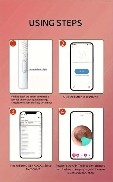 Smart Visual Ear Cleaner – 1296P HD Otoscope with Mini Camera & USB-C Charging