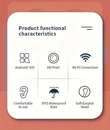 Smart Visual Ear Cleaner – 1296P HD Otoscope with Mini Camera & USB-C Charging