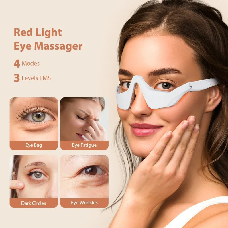 “3D Eye Massager device for fatigue relief, reducing dark circles, and smoothing fine lines – lightweight eye care tool”