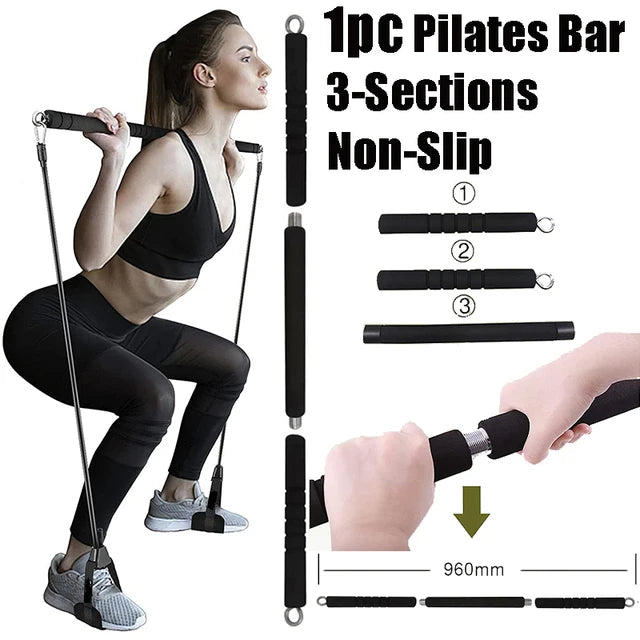 Workout Bar & Resistance Bands Set – Pilates, Yoga, Strength Training Expander