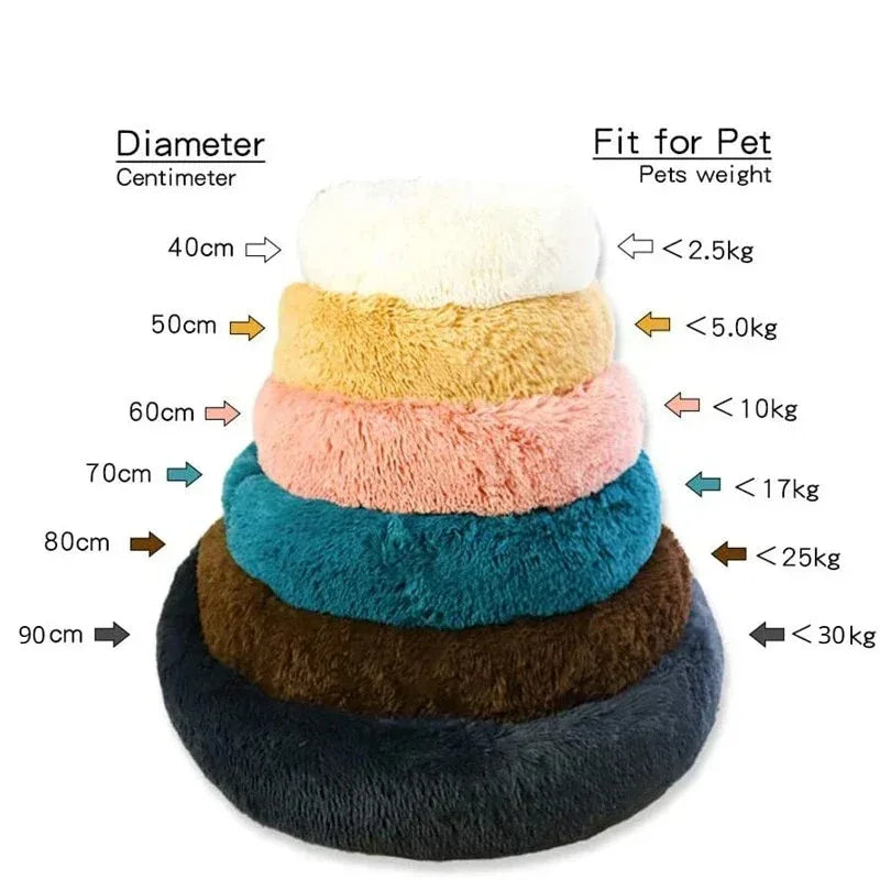 Round Dog & Cat Bed – Plush Winter Warm Basket, Washable Pet Sofa