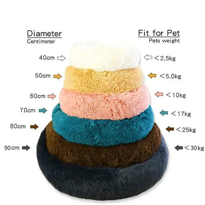 Round Dog & Cat Bed – Plush Winter Warm Basket, Washable Pet Sofa