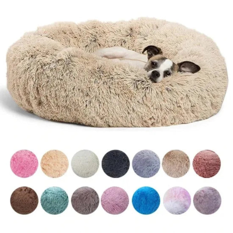 Round Dog & Cat Bed – Plush Winter Warm Basket, Washable Pet Sofa
