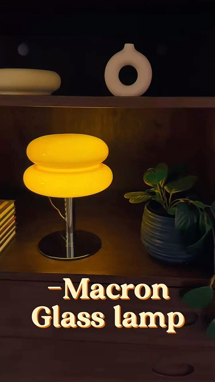 Macaron Glass Table Lamp – Trichromatic Dimming Night Light & Bedside Decor