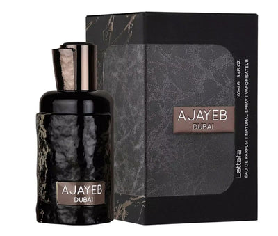 “Ajayeb Dubai by Lattafa – luxury oriental-gourmand unisex perfume with saffron, pineapple, coffee, and vanilla notes (100ml)”
