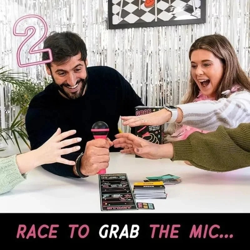 Lucky Egg Official “Grab The Mic” Family Karaoke Board Game (2–10 Players)