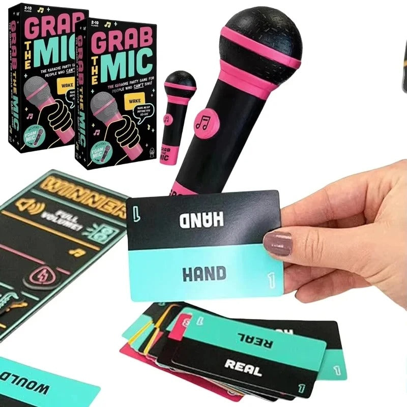 Lucky Egg Official “Grab The Mic” Family Karaoke Board Game (2–10 Players)